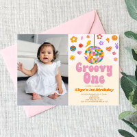 Disco Ball Groovy One Picture 1st Birthday Party