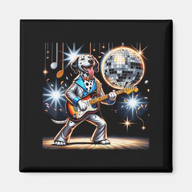 Disco Ball Guitar Dalmatian Dog Men Women Kids  Magnet (Front)