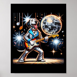 Disco Ball Guitar Dalmatian Dog Men Women Kids  Poster