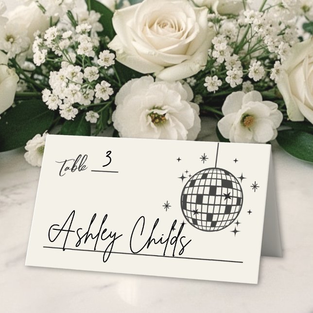 Disco Ball Hand Drawn Wedding Place Card (Disco Ball Hand Drawn Wedding Place Card )