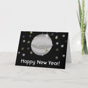 Disco Ball Happy New Year Greeting Card