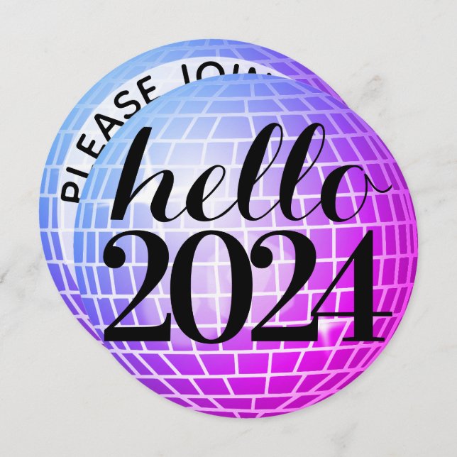 Disco Ball Hello New Year Invitation (Front/Back)