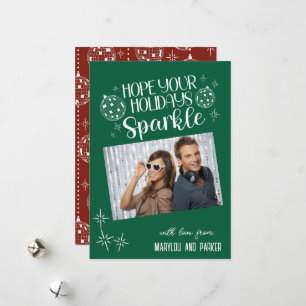 Disco Ball Holidays Sparkle Custom Photo Holiday Card