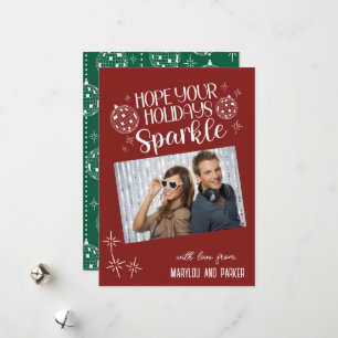 Disco Ball Holidays Sparkle Custom Photo Holiday Card