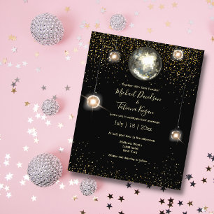 disco ball lights glitters  wedding invitation  flyer