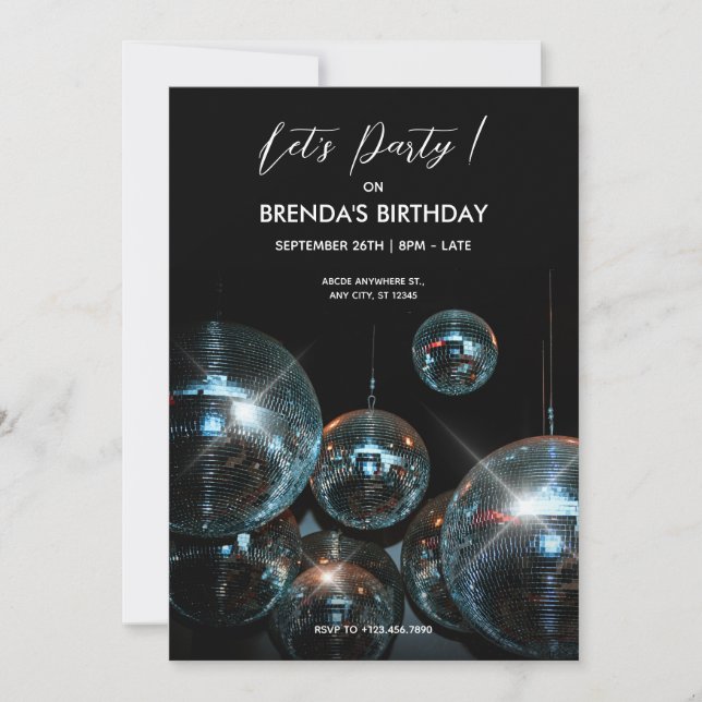 Disco ball Ligts Birthday Party  Invitation (Front)