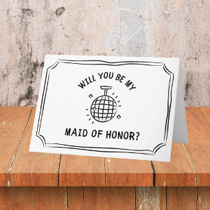 Disco Ball Maid of Honour Proposal   Fun & Trendy Card