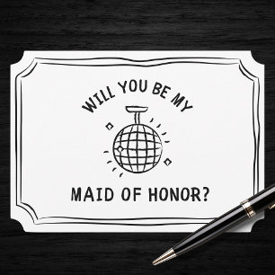 Disco Ball Maid of Honour Proposal   Fun & Trendy Card
