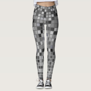 Disco Ball Mirror Pattern Retro Party Leggings