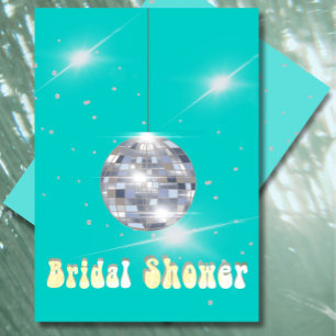Disco Ball Modern Blue Bridal Shower Invitation
