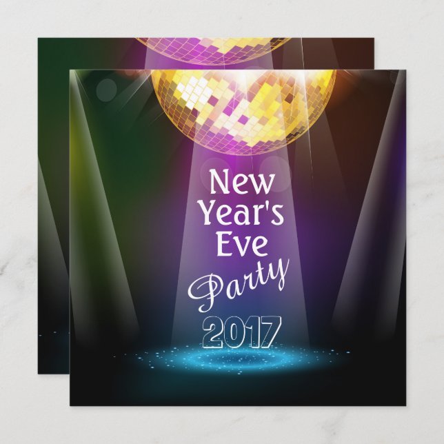 Disco Ball New Year's Eve Party Invitation (Front/Back)