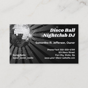 Disco Ball Night Club DJ Disc Jockey Dance Party Business Card