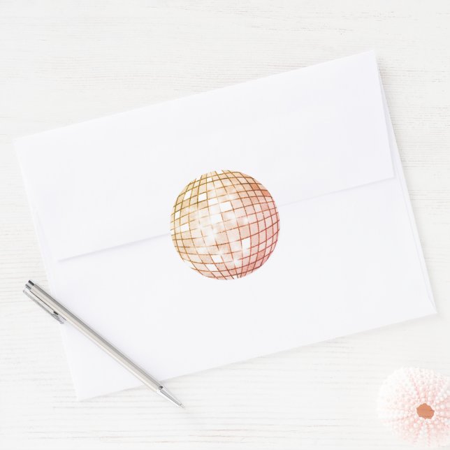 Disco Ball Orange Classic Round Sticker (Envelope)