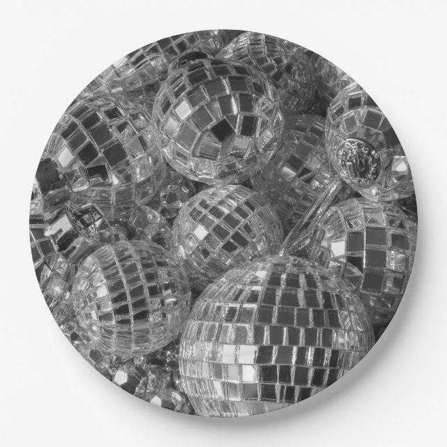 Disco Ball Ornaments Paper Plate (Front)