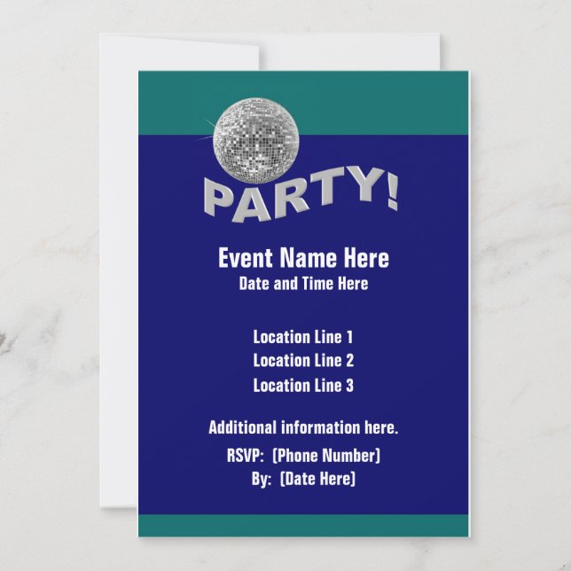 Disco Ball Party Invitations (Front)