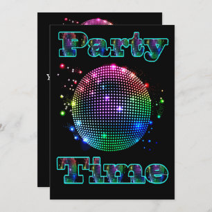 Disco Ball Party Time Custom Invitation
