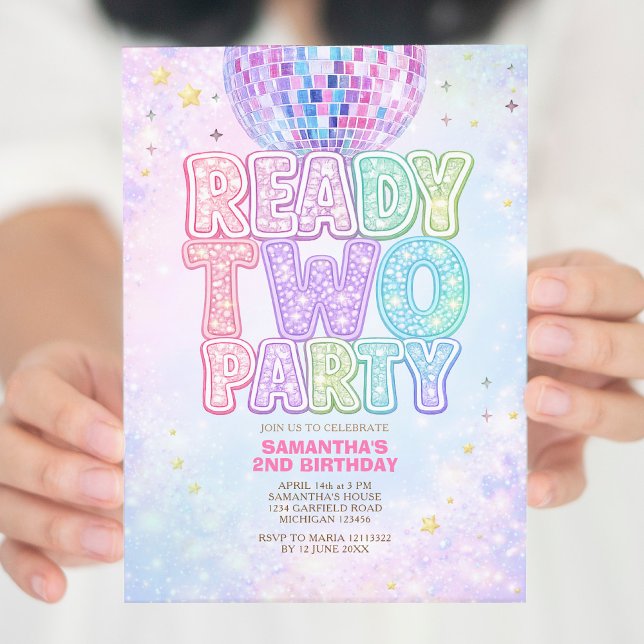 Disco Ball Pastel Rainbow Toddler Birthday Party  Invitation (Creator Uploaded)
