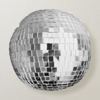 Disco Ball Pillow – Shiny Silver Round Cushion for
