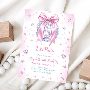 Disco Ball Pink Girl Birthday Invitation