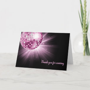 Disco ball pink thank you card