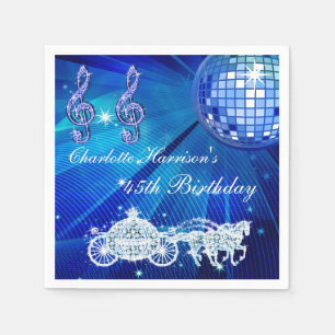 Disco Ball, Princess Coach & Horses 45th Birthday Napkin