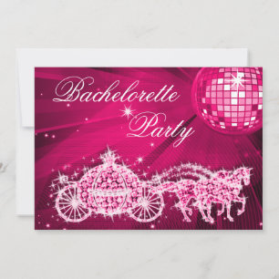 Disco Ball, Princess Coach & Horses Bachelorette Invitation