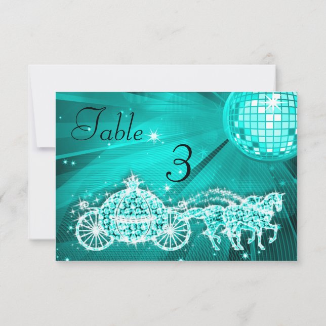 Disco Ball, Princess Coach & Horses Double Sided Invitation (Back)