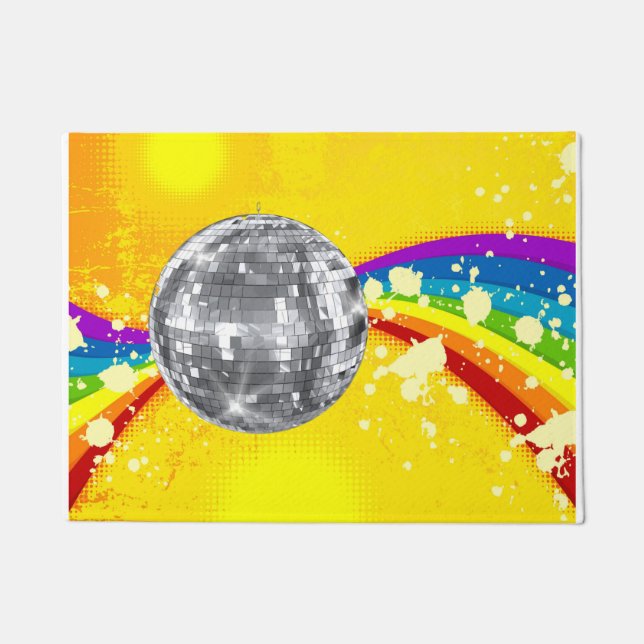Disco Ball Rainbow Doormat (Front)