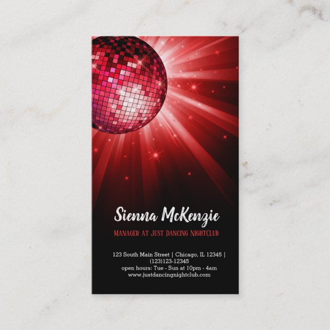 Disco ball red business card (Front)