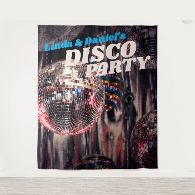 Disco Ball Retro 1970s | Party Backdrop Tapestry (Front)