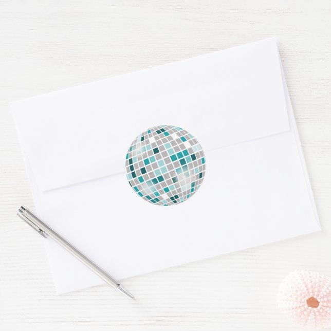 Disco Ball Retro 70s Teal Envelope Seal (Envelope)