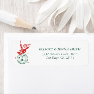 Disco Ball Retro Santa Christmas Card Address Return Address Label