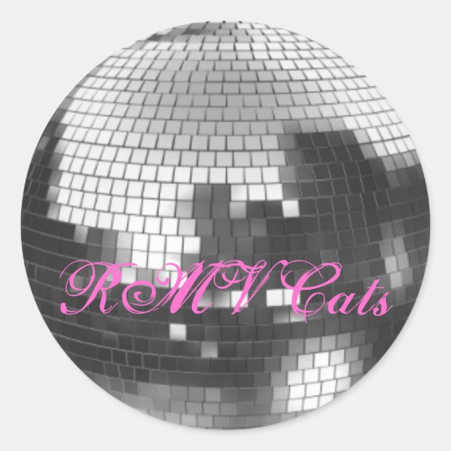 Disco Ball, RMV Cats Classic Round Sticker (Front)