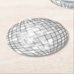 Disco Ball Round Paper Coaster<br><div class="desc">A set of round coasters featuring a silver disco ball! Perfect for a 1970s theme party or disco bachelorette.</div>