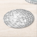 Disco Ball Round Paper Coaster<br><div class="desc">A set of round coasters featuring a silver disco ball! Perfect for a 1970s theme party or disco bachelorette.</div>