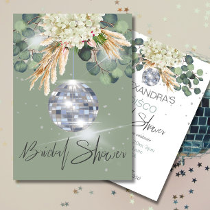 Disco Ball Sage Green FloralBridal Shower Invitation