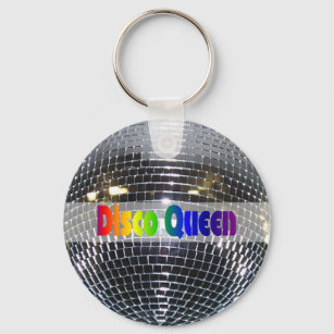 Disco Ball Shiny Silver   Disco Queen Retro 80s Key Ring