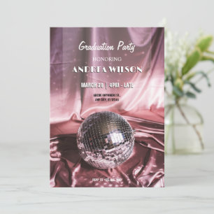 Disco ball silk pink GRADUATION PARTY Invitation