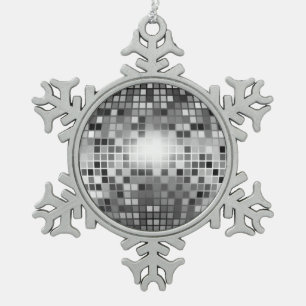 DISCO BALL SNOWFLAKE PEWTER CHRISTMAS ORNAMENT