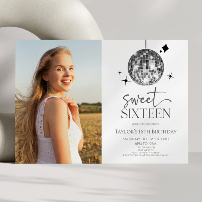 Disco Ball Sweet Sixteen 16th Birthday Party Invitation (Creator Uploaded)