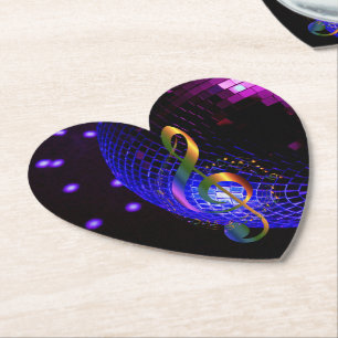 Disco Ball Treble Clef Paper Coaster