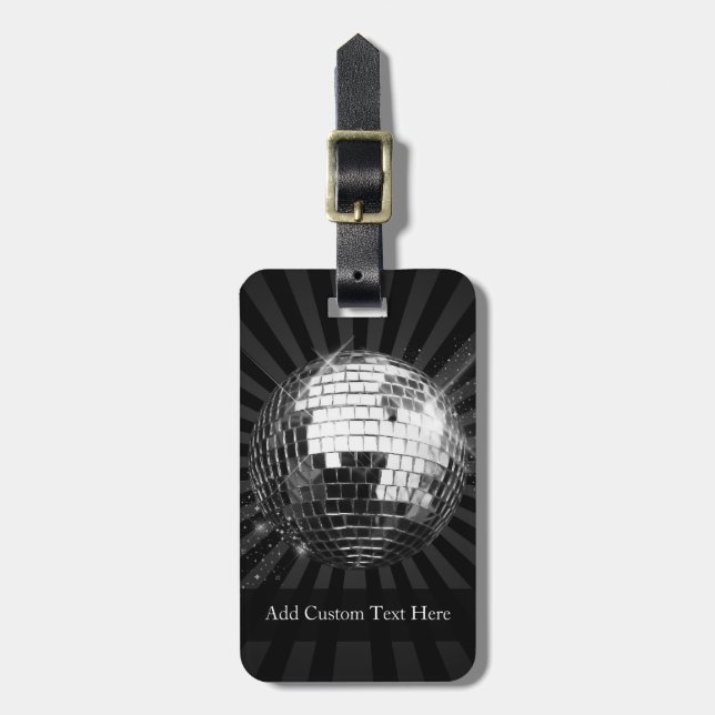 Disco Ball w/Black Background Luggage Tag (Front Vertical)
