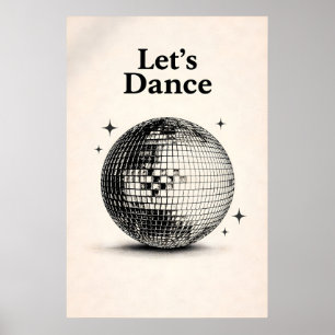 Disco Ball Wall Art, Retro 70s Music Poster