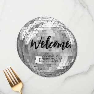 Disco Ball Welcome to my Birthday Party Table Card