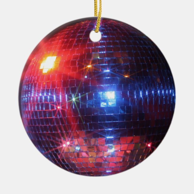 Disco ball with laser beams ceramic tree decoration (Front)