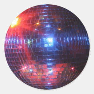Disco ball with laser beams classic round sticker