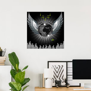 Disco Ball With Wings Poster