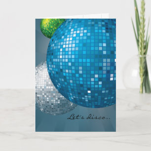 Disco Balls Blue New Year Party Card