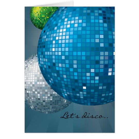 Disco Balls Blue New Year Party Card