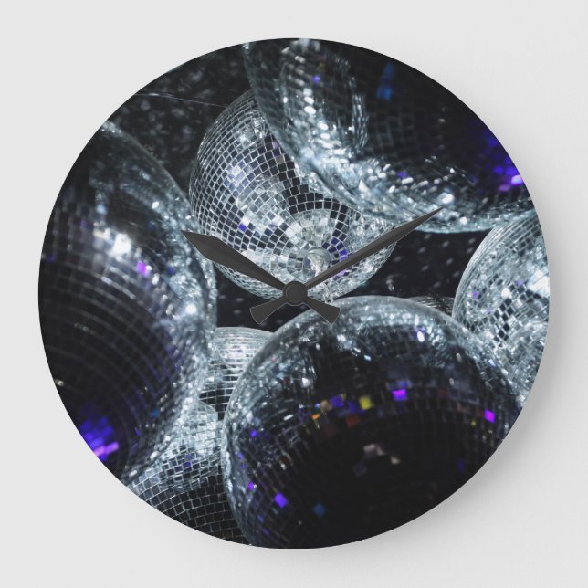 Disco Balls: Dark Party Atmosphere Large Clock (Front)